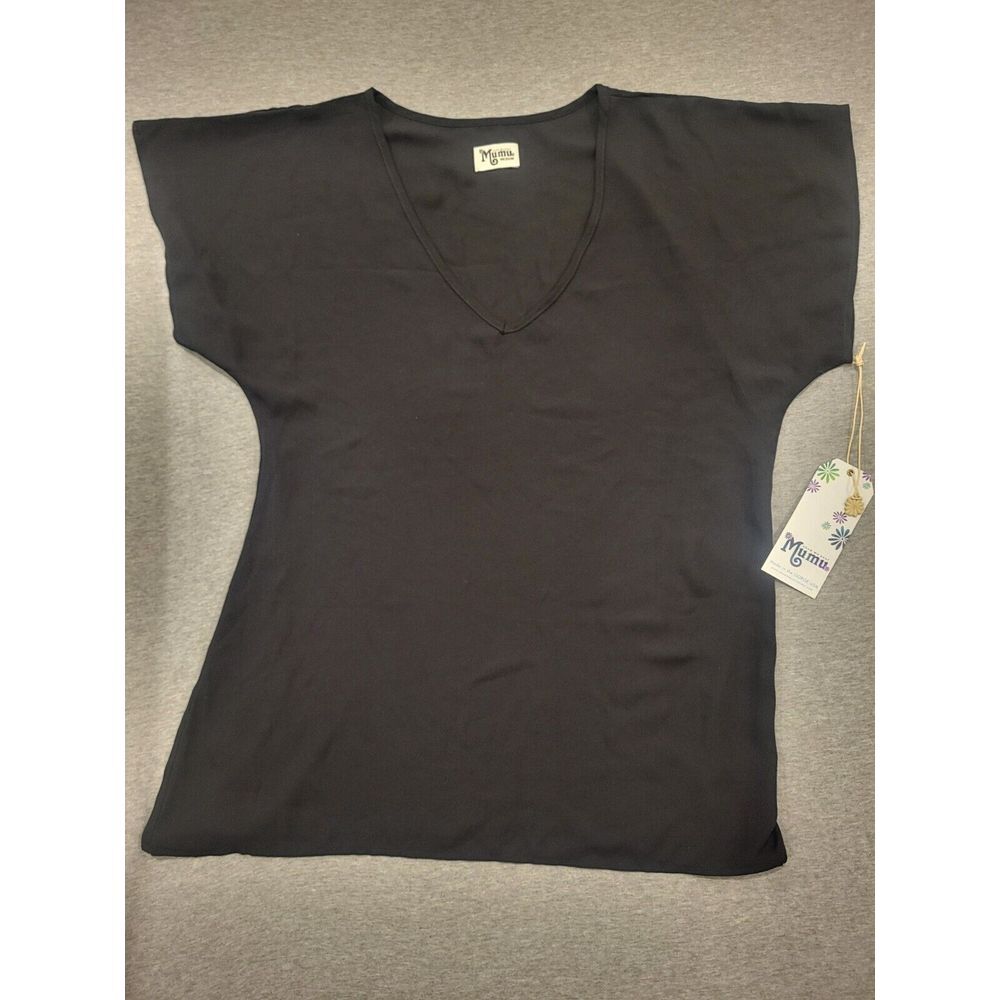 Show Me Your Mumu Size Medium Women Black Tunic Blouse Shirt V-Neck NEW